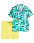 Kid 2-Piece Tropical Button-Front Shirt & Pull-On Terrain Shorts Set
, image 1 of 6 slides