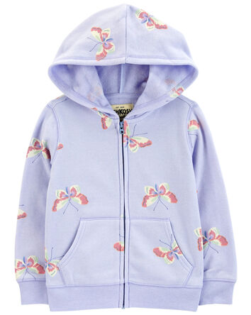 Baby Butterfly Print Fleece Jacket, 