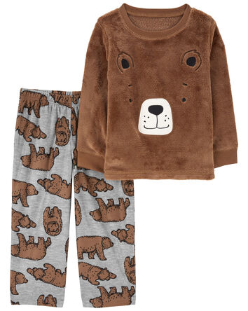 Toddler 2-Piece Fuzzy Velboa Bear Pajamas, 