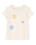 Toddler Girl Flower Short-Sleeve Graphic Tee - Cream, image 1 of 3 slides