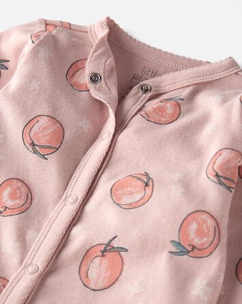 Baby Organic Cotton Sleep & Play Pajamas in Peach Print, 