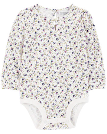 Baby Floral Print Long Sleeve Bodysuit, 