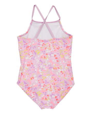 Girls 2-Piece Printed 1-Piece Swimsuit & Short Set, 