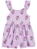 Purple - Toddler Floral Cotton Romper
