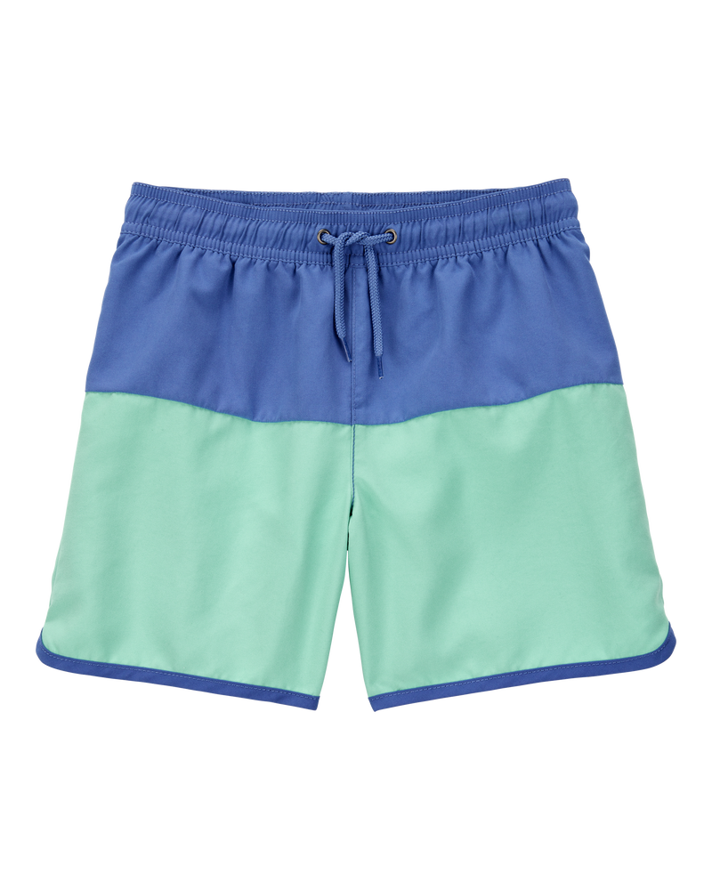 Boys Colorblock Swim Trunks - Green/Blue, image 1 of 4 slides