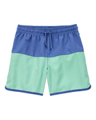 Boys Colorblock Swim Trunks - Green/Blue, image 1 of 4 slides