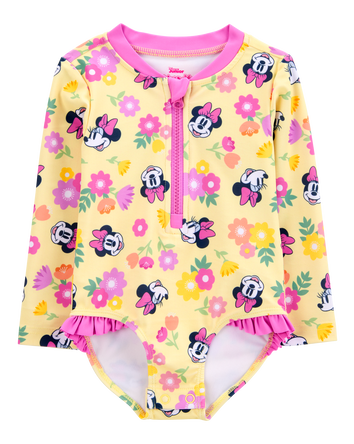 Baby Disney© Minnie Mouse 1-Piece Rashguard Swimsuit - Yellow/Pink, 