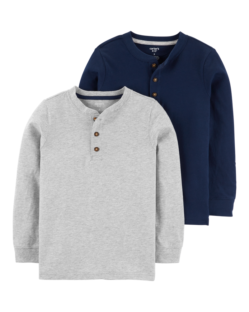 Kid 2-Pack Henley Tees, image 1 of 4 slides