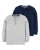 Kid 2-Pack Henley Tees, image 1 of 4 slides