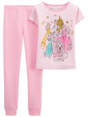 Pink - Kid 2-Piece Disney Princess 100% Snug Fit Cotton Pajamas