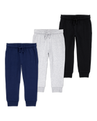 Baby 3-Pack Pull-On Drawstring Joggers, image 1 of 10 slides