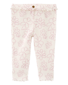 Baby Girl Floral Pull-On Thermal Pants, image 1 of 4 slides