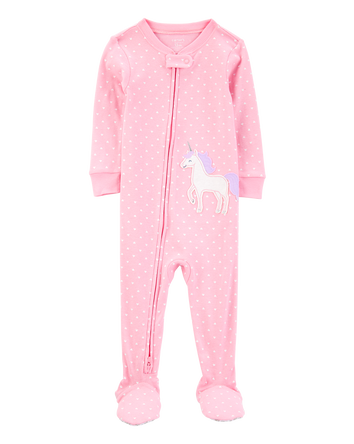 Baby Girl Unicorn Snug Fit Cotton Footie 1-Piece Pajamas - Pink, 