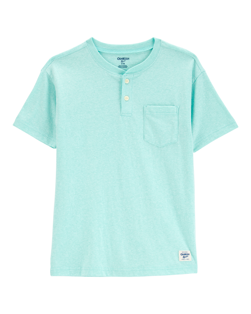 Kid Pocket Henley Tee - Turquoise, image 1 of 4 slides
