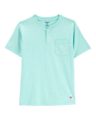 Kid Pocket Henley Tee - Turquoise, image 1 of 4 slides
