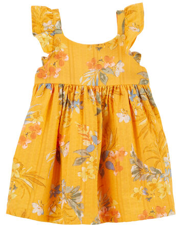 Baby Floral Print Seersucker Babydoll Dress, 