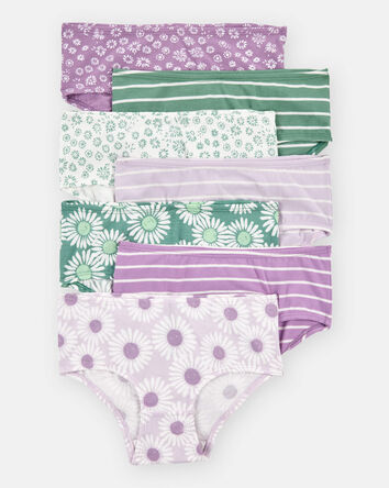 Toddler 7-Pack Striped Floral Brief Stretch Underwear, 