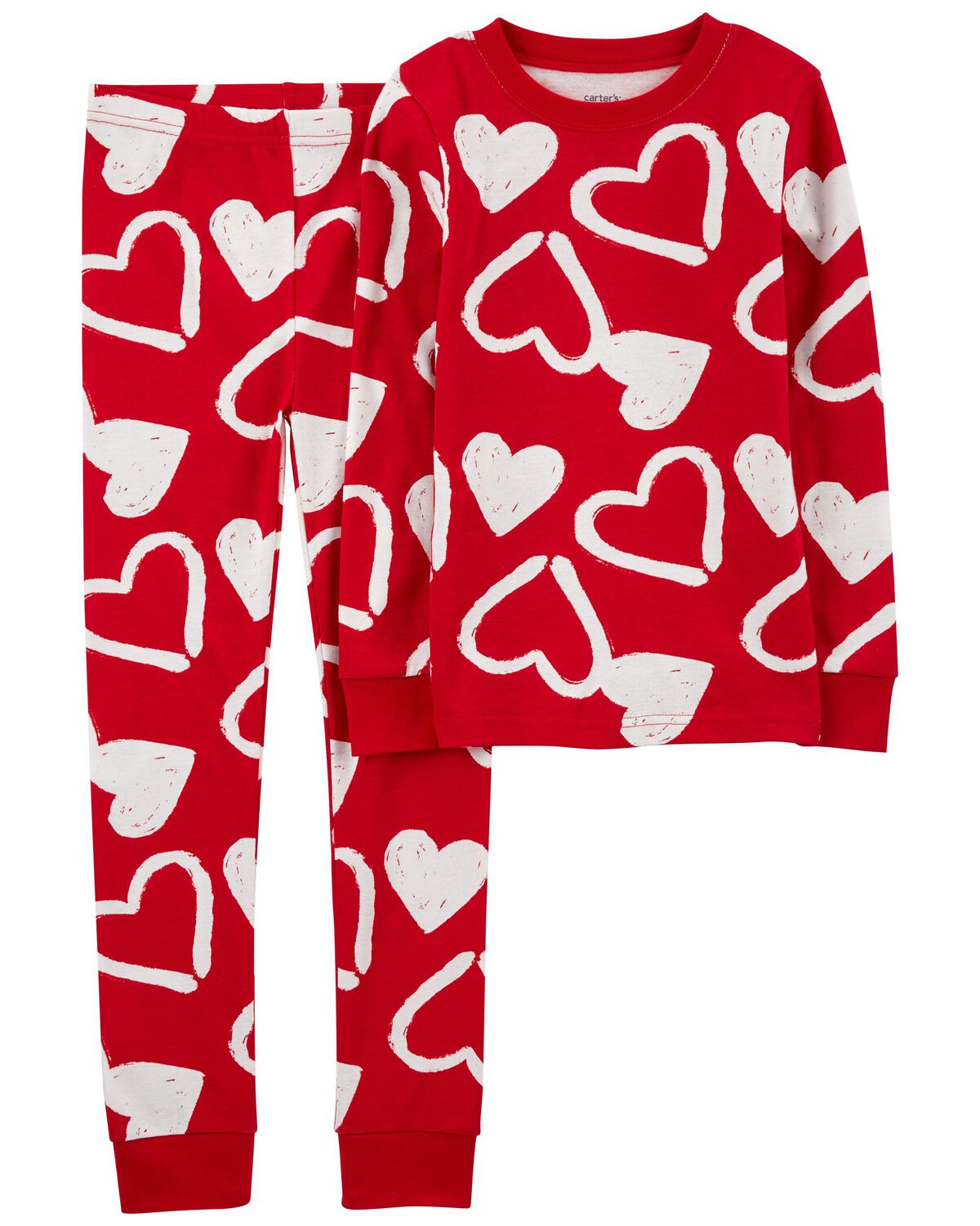 Red Kid 2-Piece Valentine's Day Hearts 100% Snug Fit Cotton Pajamas ...