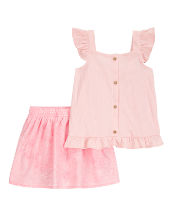 Toddler 2-Piece Print Skort Set - Pink, 