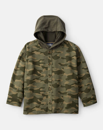 Boys Camo Cotton Long-Sleeve Fashion Jacket - Green, 