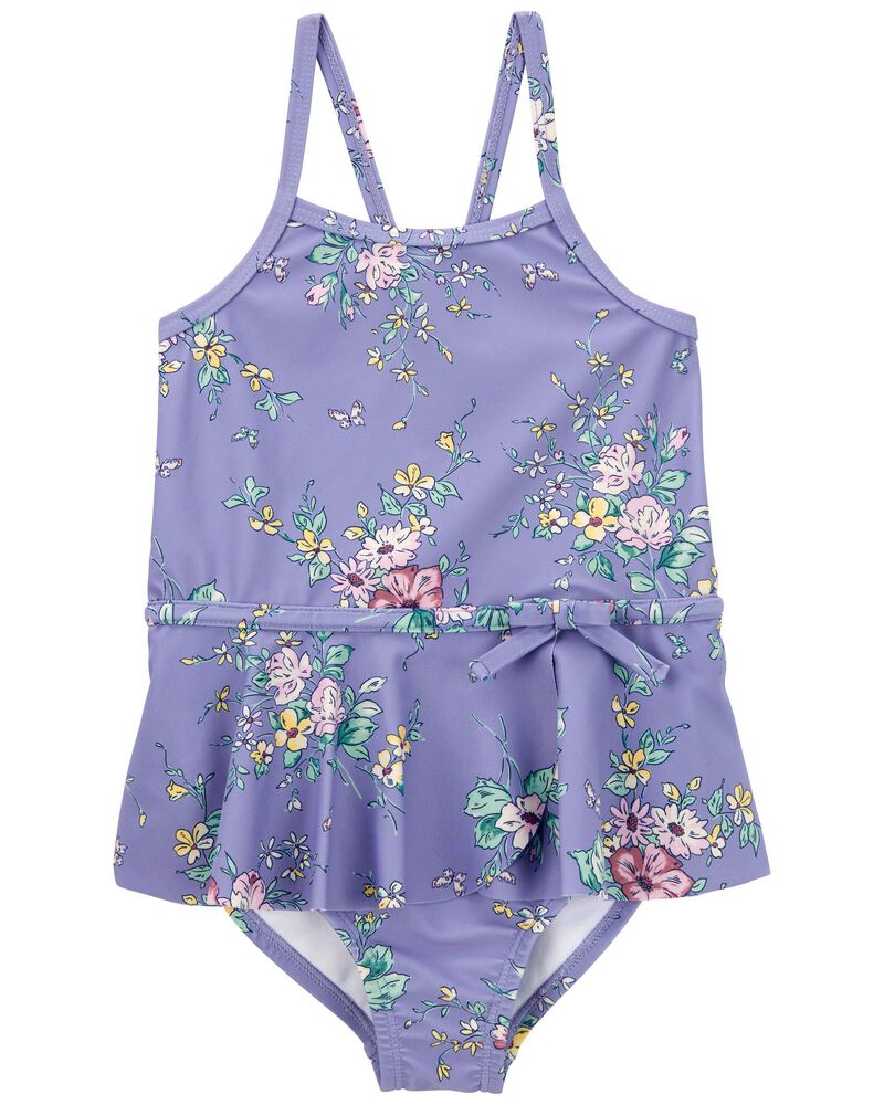 Toddler 
Floral Print 1-Piece Ruffle Swimsuit
, image 1 of 4 slides