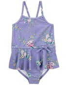 Toddler 
Floral Print 1-Piece Ruffle Swimsuit
, image 1 of 4 slides