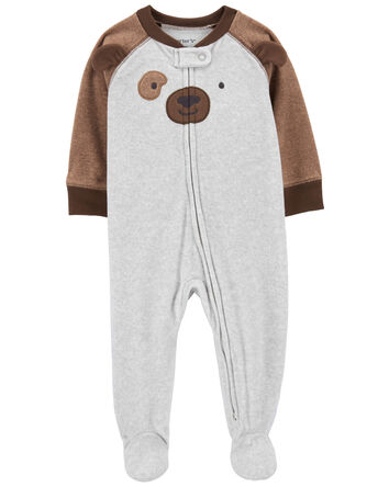 Baby Dog Fleece Zip-Up Footie Sleep & Play Pajamas, 