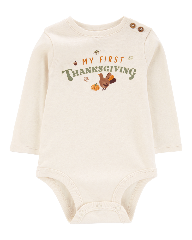 Baby My First Thanksgiving Long Sleeve Bodysuit