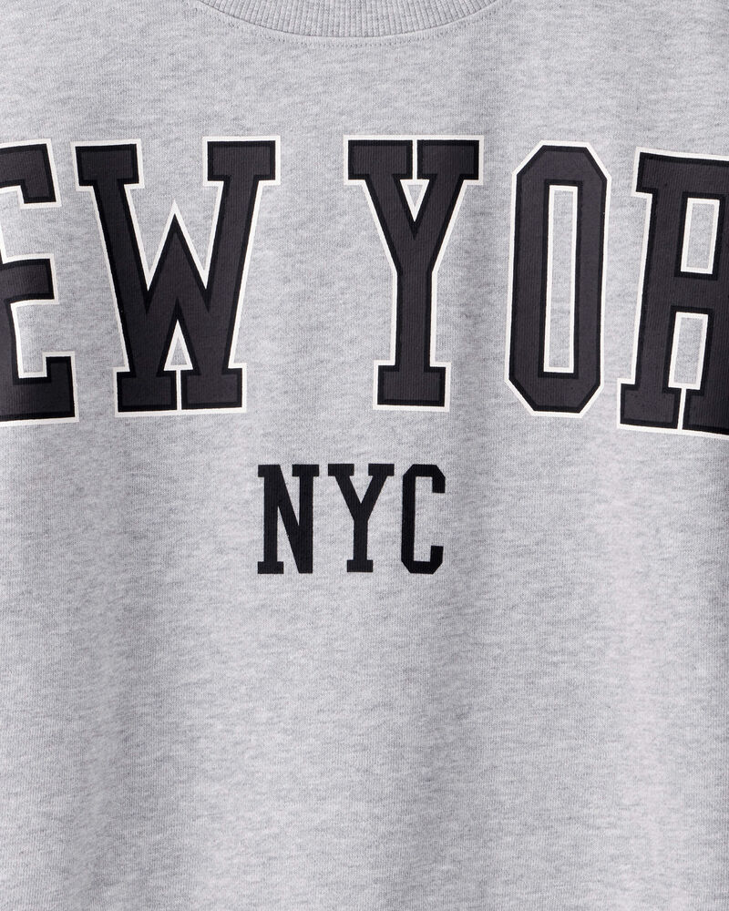 Boys NYC French Terry Pullover Sweatshirt - Grey, image 3 of 4 slides
