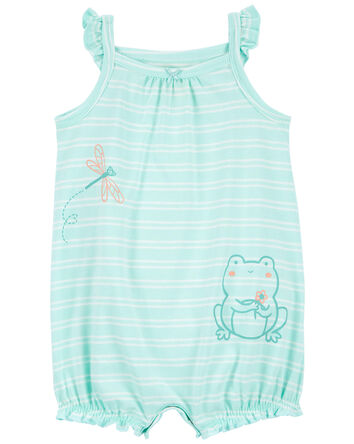 Baby Striped Frog Cotton Romper, 