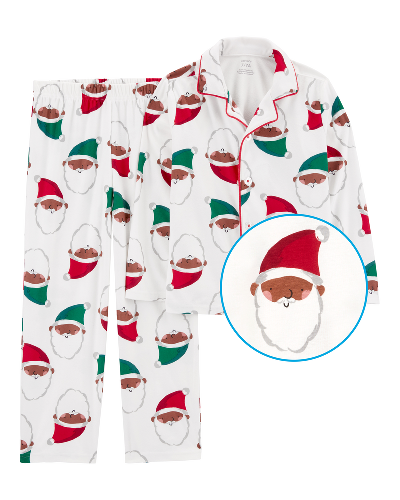 Kid 2-Piece Santa Fleece Coat Style Pajamas, image 2 of 4 slides