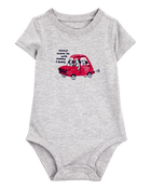Baby Always With Mommy And Daddy Dog Short-Sleeve Bodysuit - Gray, image 1 of 3 slides