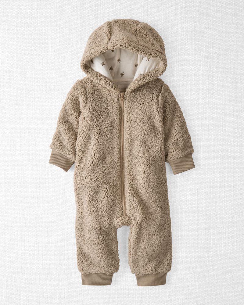 Baby Recycled Sherpa Hooded Jumpsuit, image 1 of 3 slides