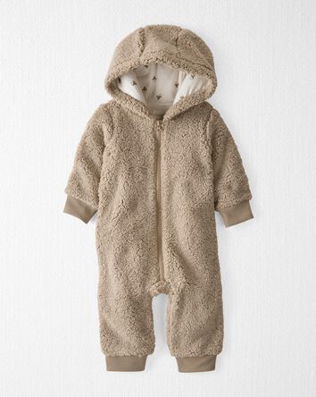 Baby Recycled Sherpa Hooded Jumpsuit, 