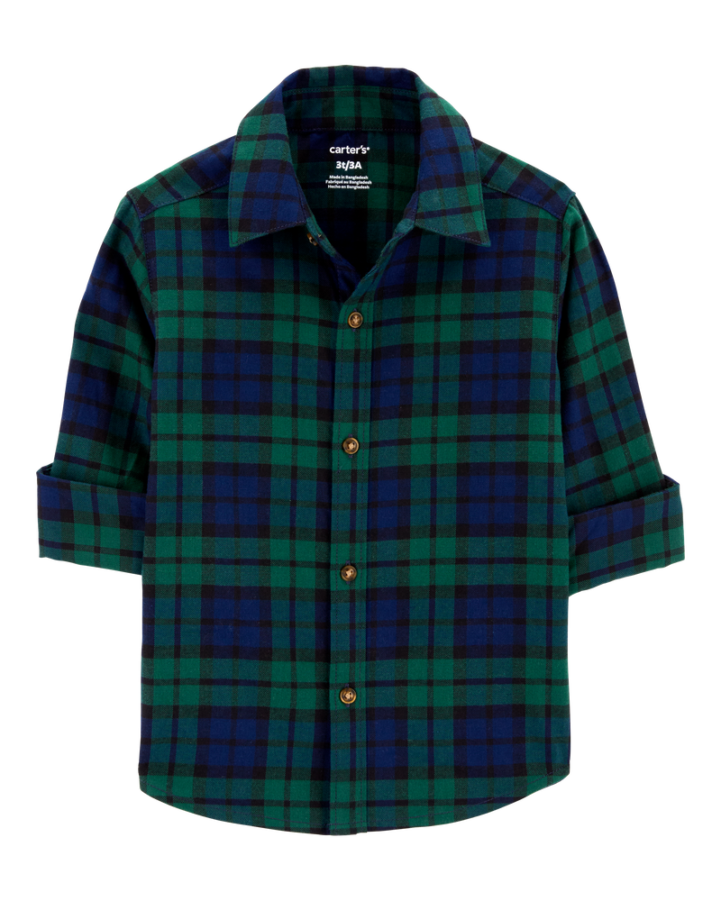 Toddler Plaid Twill Button-Down Shirt, image 1 of 4 slides
