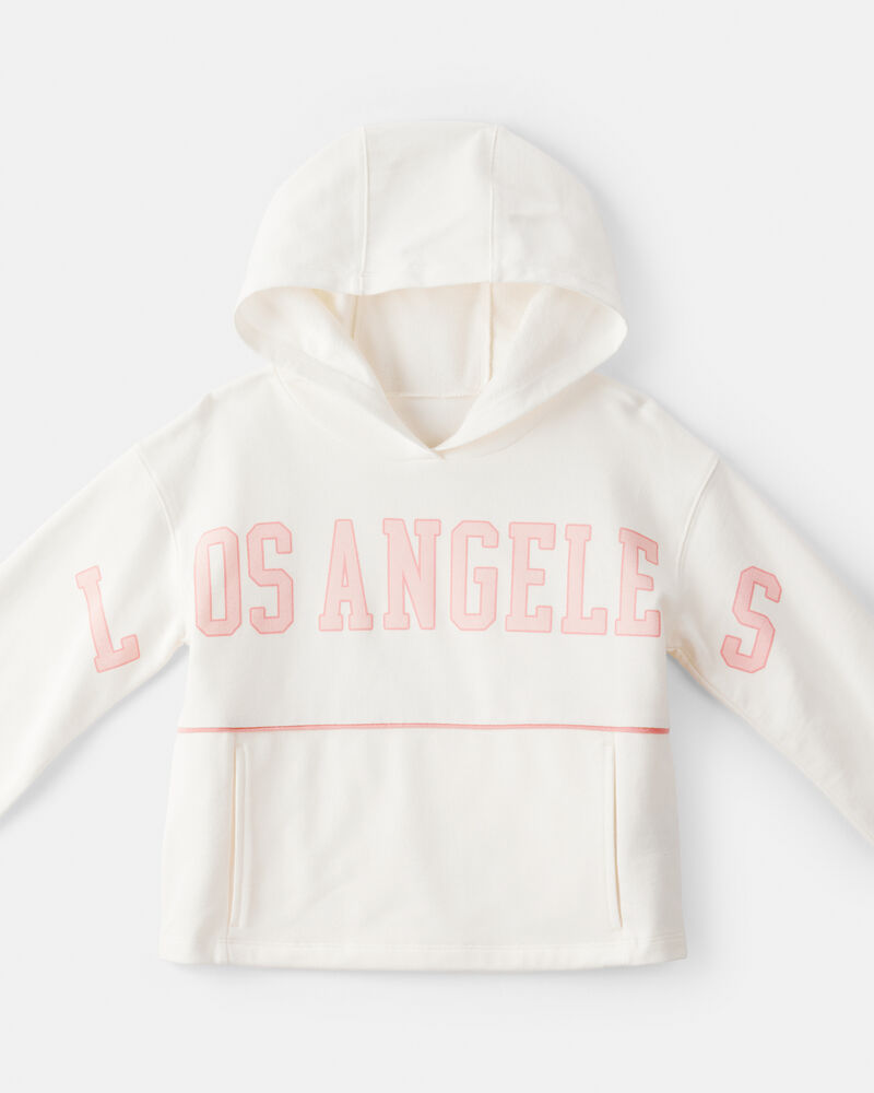 Girls Los Angeles Cotton Long-Sleeve Hoodie - Cream, image 2 of 4 slides