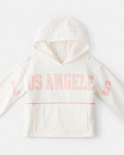 Girls Los Angeles Cotton Long-Sleeve Hoodie - Cream, image 2 of 4 slides