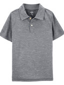Heather Grey - Kid Polo Shirt in Moisture Wicking Active Jersey