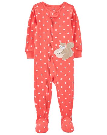 Toddler 1-Piece Squirrel 100% Snug Fit Cotton Footie Pajamas, 