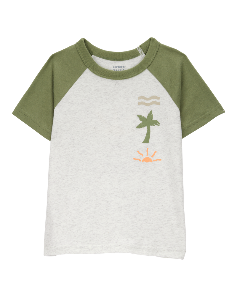 Baby Tropical Cotton Blend Short-Sleeve Tee - Gray, image 1 of 4 slides