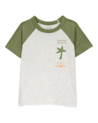 Baby Tropical Cotton Blend Short-Sleeve Tee - Gray, image 1 of 4 slides