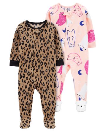 Toddler 2-Pack 1-Piece Fleece Footie Pajamas, 