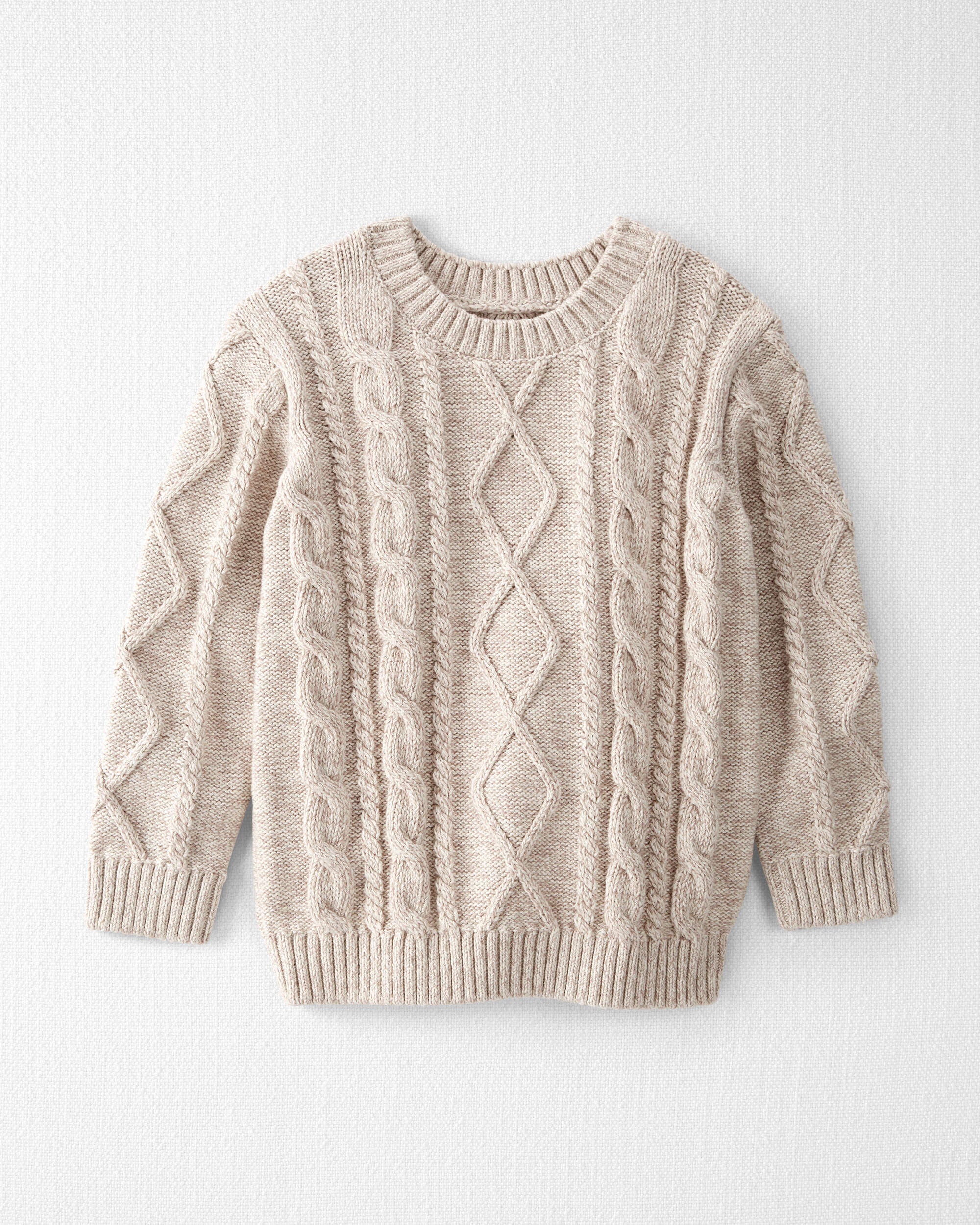 Toasted Wheat Toddler Organic Cotton Cable Knit Sweater in Toasted Wheat carters
