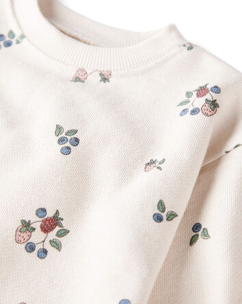 Baby Girl Organic Cotton French Terry Sweatshirt in Berry Blossom Print, 