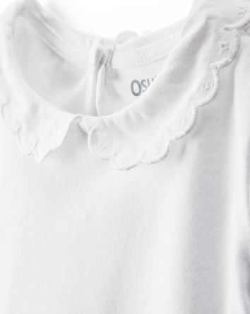 Toddler Scalloped Collar Short-Sleeve Top - White, 