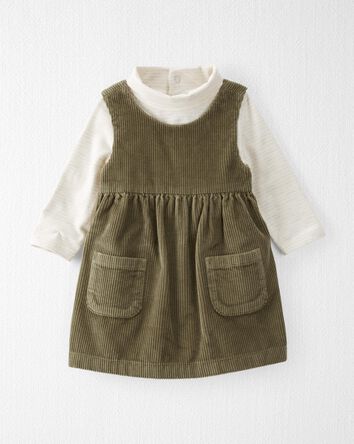 Baby Organic Cotton Corduroy Dress and Mock Neck Bodysuit Set, 