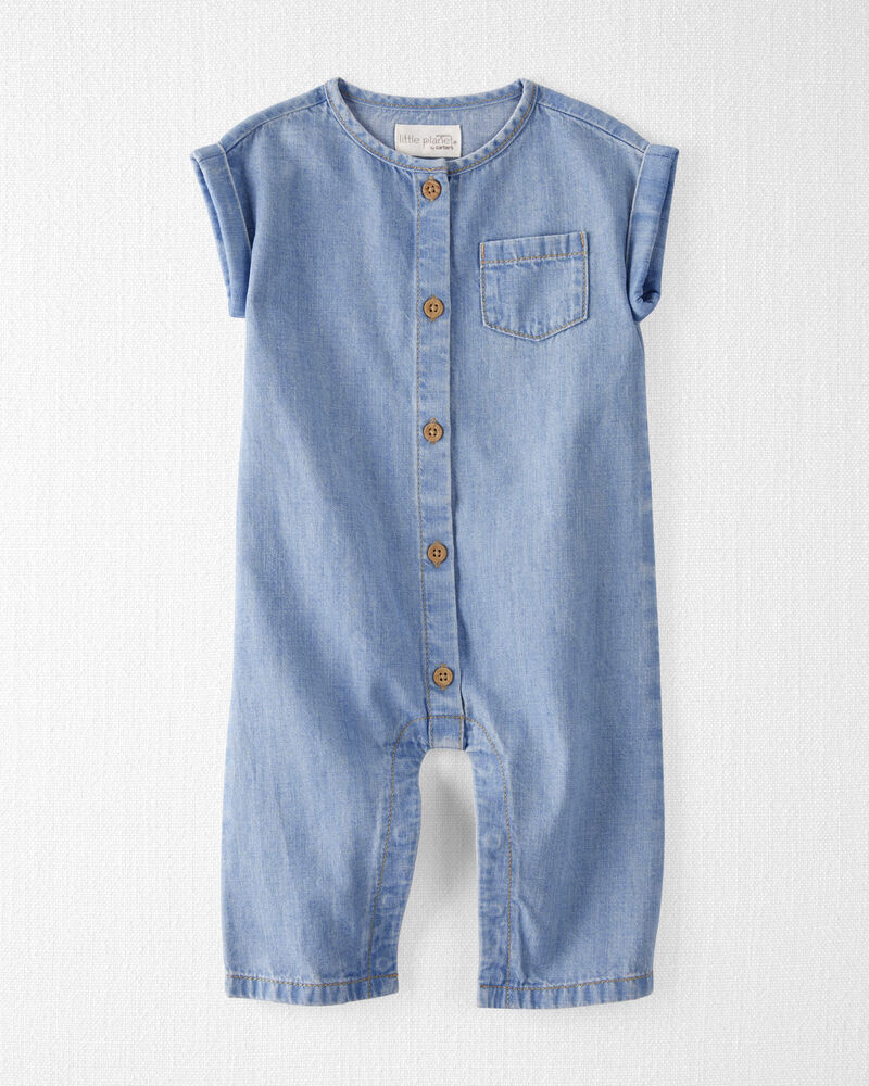 Baby Organic Cotton Chambray Jumpsuit, image 1 of 5 slides