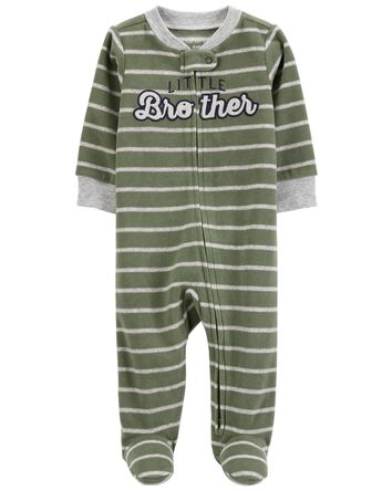 Baby Little Brother Zip-Up Fleece Sleep & Play Pajamas, 