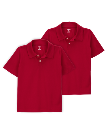 Kid 2-Pack Pique Uniform Polo Shirts - Red, 