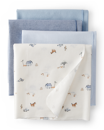 Baby 4-Pack Receiving Blankets - Blue, 